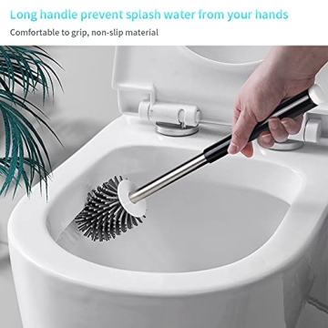 MEXERRIS Toilet Brush and Holder Set - Silicone Bristles