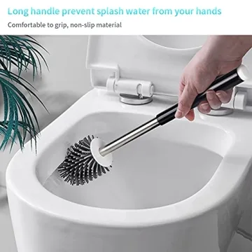 MEXERRIS Toilet Brush and Holder Set - Silicone Bristles