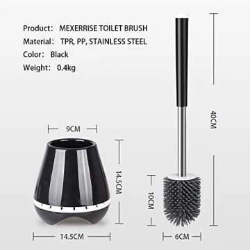 MEXERRIS Toilet Brush and Holder Set - Silicone Bristles