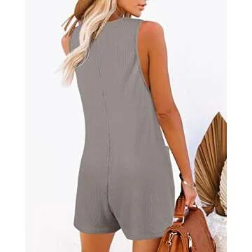 Caramitty Women's Summer Waffle Knit Romper
