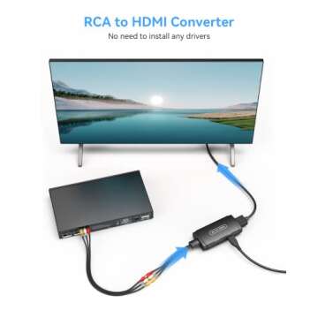 ABLEWE RCA to HDMI Converter, AV to HDMI Adapter, Composite to HDMI Adapter Support 1080P, PAL/NTSC ...