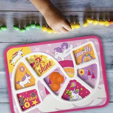 Colorful Unicorn Dinner Plate for Picky Eaters