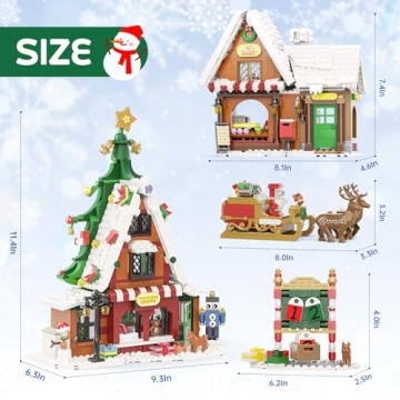 5-in-1 Christmas Village Building Set with LED Lights