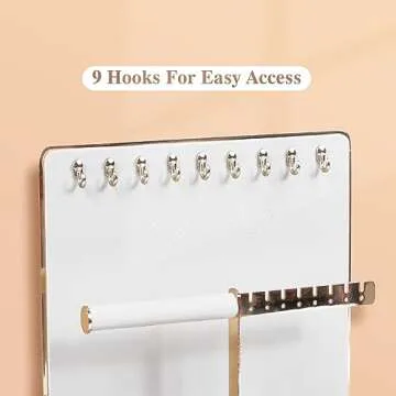 KAMIER Jewelry Organizer Stand Holder - 4 Tier Cute Necklace Holder Stand Rack with 10 Hooks - Aesthetic Jewelry Storage Rack Tree for Teen Girl Room Decor -White