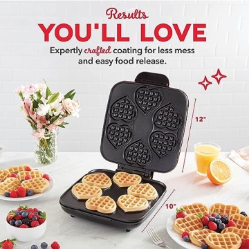 DASH Multi Mini Heart Waffle Maker for Family Fun
