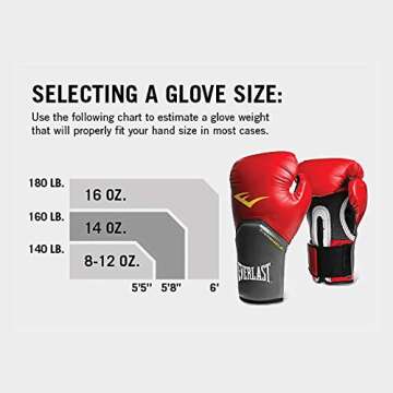 Everlast 16 Oz Pro Style Elite Cardio Kickboxing & Boxing Training Gloves, Black