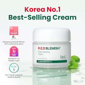 Dr.G Red Blemish Clear Soothing Cream, 70ml - Moisturizing Recovery Cream for Sensitive Acne-Prone S...