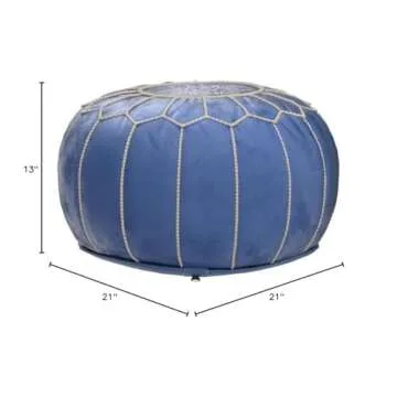 Marrakesh Style Comfortable Leather Ottoman Pouf - Handmade