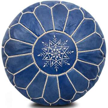 Marrakesh Style Comfortable Leather Ottoman Pouf - Handmade