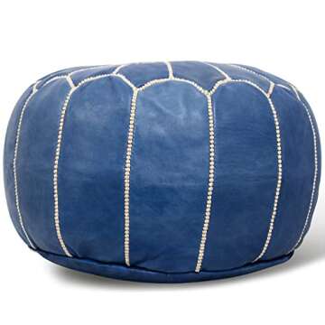 Marrakesh Style Comfortable Leather Ottoman Pouf - Handmade
