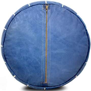 Marrakesh Style Comfortable Leather Ottoman Pouf - Handmade