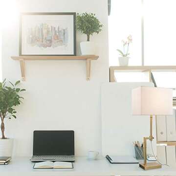 Lockhart Adjustable Height Table Lamp, Soft Gold, Rectangular White Fabric Shade, Socket Rotary Switch,67132