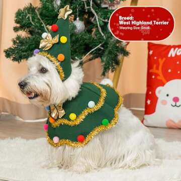 cyeollo Dog Christmas Costume Cute Christmas Tree Outfit Pet Clothes