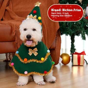 cyeollo Dog Christmas Costume Cute Tree Outfit For Pets