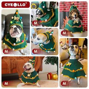 cyeollo Dog Christmas Costume Cute Tree Outfit For Pets