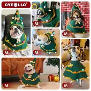 cyeollo Dog Christmas Costume Cute Tree Outfit For Pets