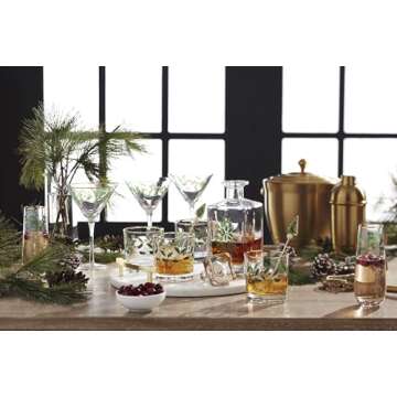 Lenox 896709 Holiday 5-Piece Decanter & Whiskey Glass Set, Christmas Dinnerware, Hosting