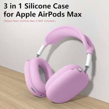 3 in 1 Silicone Case Cover for AirPods Max Headphones - Purple