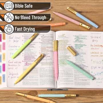 Mr. Pen- Aesthetic Pens, 10 Pack, Assorted Colors, Fast Dry, No Smear Bible Pens No Bleed Through, 0.7mm Fine Point Pen, Ballpoint Pens Ballpoint, Fine Tip Pens for Note Taking, Pens Aesthetic