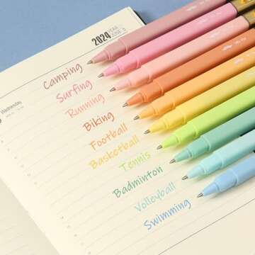 Mr. Pen- Aesthetic Pens, 10 Pack, Assorted Colors, Fast Dry, No Smear Bible Pens No Bleed Through, 0.7mm Fine Point Pen, Ballpoint Pens Ballpoint, Fine Tip Pens for Note Taking, Pens Aesthetic