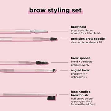 Real Techniques Brow Styling Set, For Lifting Brows, Fill & Style, Dual-ended Makeup Brushes, Full Kit for Eyebrows, Get Full, Laminated, or Natural Brows, Multiuse Tools, 3 Piece Set