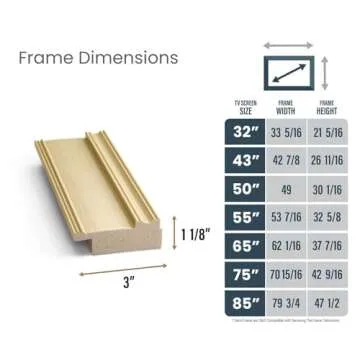 Frame My TV Deco TV Frames - Antique White Smart Frame Compatible ONLY with Samsung The Frame TV (65", Fits 2021-2025 Frame TV)