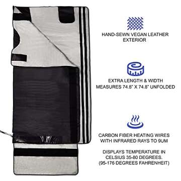 MIRAVIDA Infrared Sauna Blanket - Includes 25 Plastic Body Wraps - 3 Adjustable Far Infrared Heat Zones - Detox, Joint Pain, Shaping & Increased Circulation