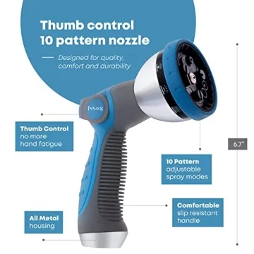 INNAV8 Heavy Duty Garden Hose Nozzle 10 Spray Patterns