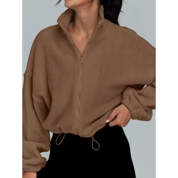 Trendy AUTOMET Women's Fleece Zip Up Jacket for Winter