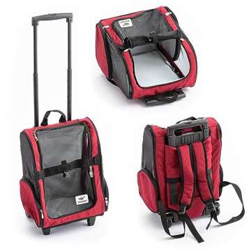 Snoozer Roll Around Travel Dog Carrier Backpack 4-in-1- Rolling Backpack Pet Carrier with Wheels for...