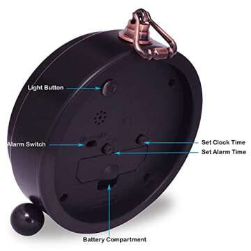 Königswerk Vintage Analog Alarm Clock, 5.25 inch Small Silent Desk Clock with Night Light, Battery Operated for Table, Bedroom, Bedside, Living Room, Room Decor (Classic)