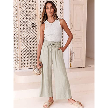 ANRABESS Summer Linen Palazzo Pants for Women