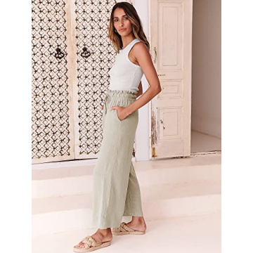ANRABESS Summer Linen Palazzo Pants for Women