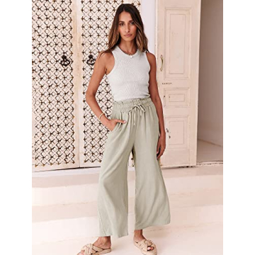 ANRABESS Summer Linen Palazzo Pants for Women