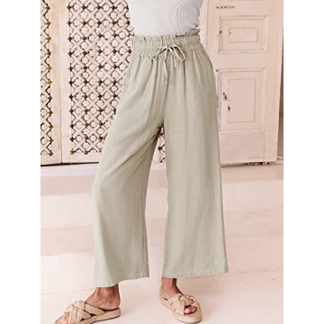 ANRABESS Summer Linen Palazzo Pants for Women