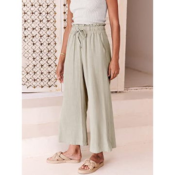 ANRABESS Summer Linen Palazzo Pants for Women