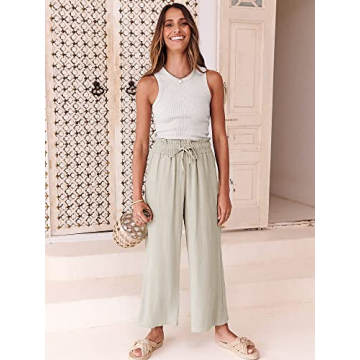 ANRABESS Summer Linen Palazzo Pants for Women