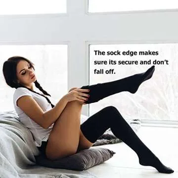 DRESHOW 6 Pairs Thigh High Socks Striped Over Knee Thin Tights Long Stocking Knee High Leg Warmer