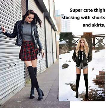 DRESHOW 6 Pairs Thigh High Socks Striped Over Knee Thin Tights Long Stocking Knee High Leg Warmer