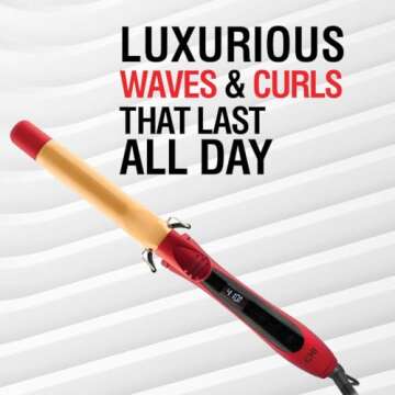 CHI Air Texture Fire Red Ceramic Curl Iron, Hair Curler For Smooth & Shiny Curls, Adjustable Temperature & Automatic Shut-Off, 1" Barrel