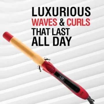 CHI Air Texture Fire Red Ceramic Curl Iron, Hair Curler For Smooth & Shiny Curls, Adjustable Temperature & Automatic Shut-Off, 1" Barrel