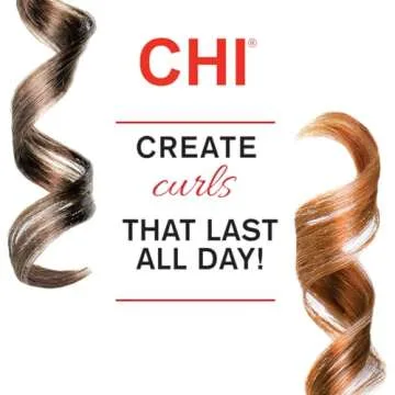 CHI Air Texture Fire Red Ceramic Curl Iron, Hair Curler For Smooth & Shiny Curls, Adjustable Temperature & Automatic Shut-Off, 1" Barrel