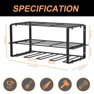 Tuenort 2 Pack Power Tool Organizer, Garage Organization and Storage, Drill Holder Wall Mount, Utili...