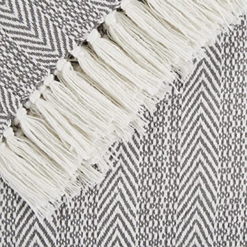 Stylish DII Herringbone Striped Cotton Throw Blanket 50x60