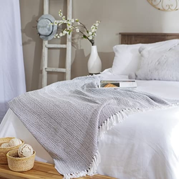 Stylish DII Herringbone Striped Cotton Throw Blanket 50x60