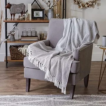 Stylish DII Herringbone Striped Cotton Throw Blanket 50x60