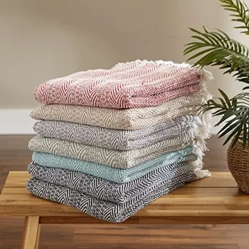 Stylish DII Herringbone Striped Cotton Throw Blanket 50x60