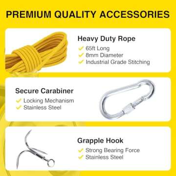 1320LB’s Complete Magnet Fishing Kit | Double Sided Fishing Magnet Kit with Case | Includes Strong Neodymium N52 Magnet, Durable 65ft Rope, Carabiner, Gloves, Grappling Hook & Carry Case