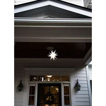 Elf Logic 12" Bright White LED Moravian Star Tree Topper - Hanging Outdoor/Indoor Christmas Tree Star Topper Light - Use as Holiday Decoration, Porch Light, Wedding and Ballroom Venue Decor