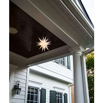 Elf Logic 12" Bright White LED Moravian Star Tree Topper - Hanging Outdoor/Indoor Christmas Tree Star Topper Light - Use as Holiday Decoration, Porch Light, Wedding and Ballroom Venue Decor